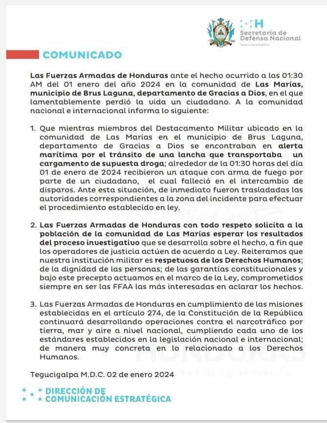 FF AA confirma muerte de poblador en Brus Laguna durante operativo contra lancha con drogas