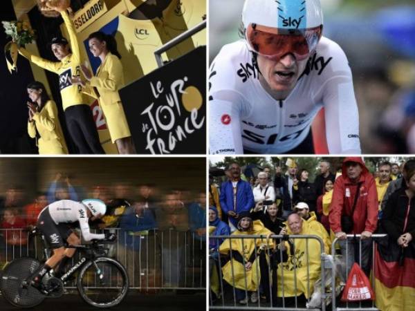 El corredor británico Geraint Thomas (Sky) es el primer maillot amarillo del Tour de Francia-2017, al imponerse este sábado en Düsseldorf (Alemania) en la primera etapa de la ronda gala, una contrarreloj individual de 14 kilómetros. Foto: Agencia AFP.