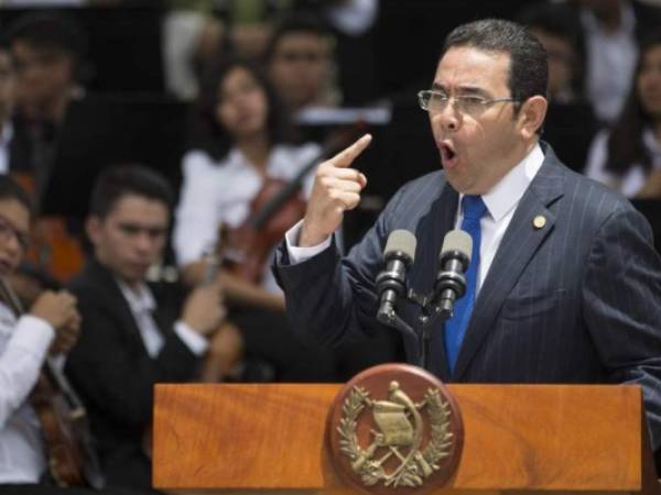 El presidente de Guatemala, Jimmy Morales, durante una de sus comparecencias.