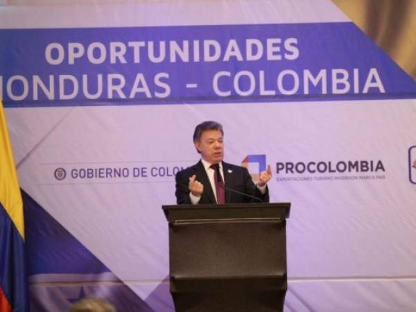 Juan Manuel Santos participa en un foro con empresarios de Honduras, foto: Marvin Salgado/El Heraldo.