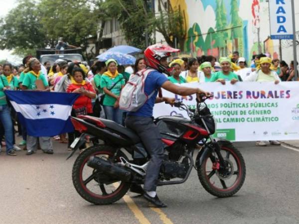 Manifestación de mujeres en la capital de Honduras.