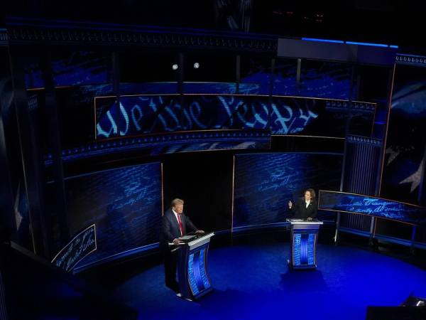 Fotografía del debate del 10 de septiembre entre los candidatos presidenciales Donald Trump y Kamala Harris.