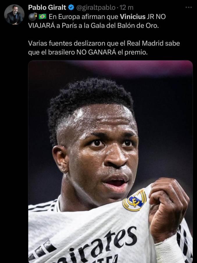 Vinicius no ganará el Balón de Oro y la prensa reacciona: “La mayor vergüenza en años”