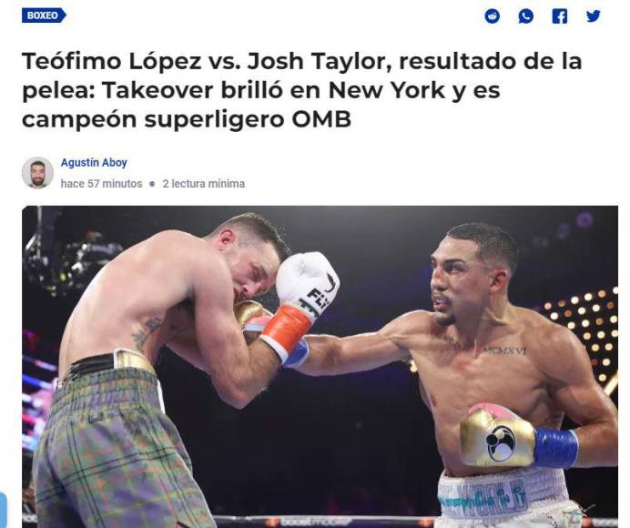 Prensa internacional reacciona al triunfo de Teófimo López ante el escocés Josh Taylor