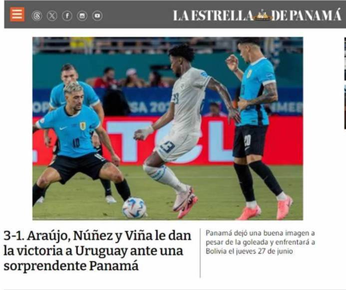 Mucho dolor en prensa de Panamá tras derrota ante Uruguay en Copa América