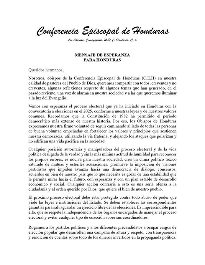 Conferencia Episcopal preocupada por elecciones, la CICIH y extradición