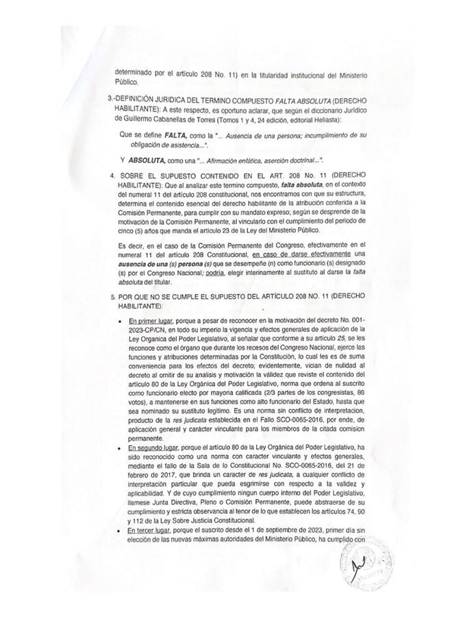 Sibrián presenta recurso de inconstitucionalidad tras elección de fiscal interino