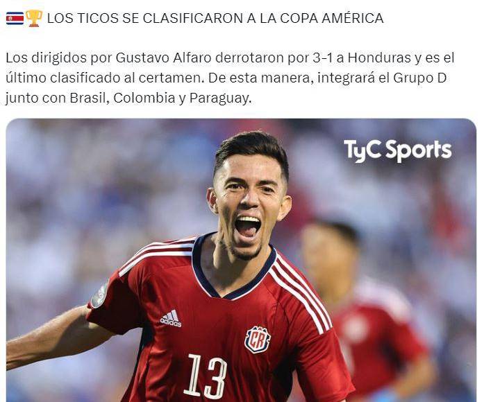 ”Papá a la Copa América”: Prensa tica destaca triunfo de Costa Rica sobre Honduras