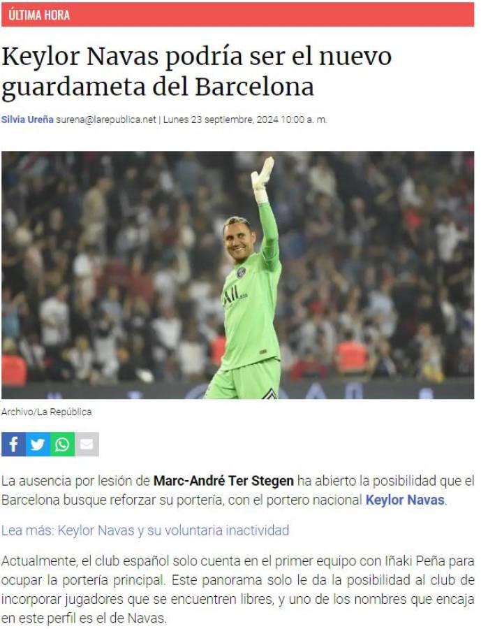 Keylor Navas interesa al FC Barcelona: Así reaccionó la prensa deportiva