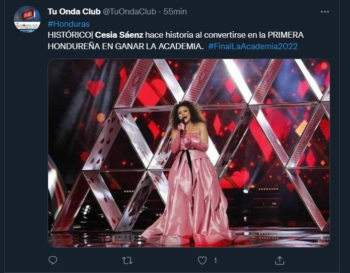 Así informó el mundo el triunfo de Cesia Sáenz en La Academia 20 años