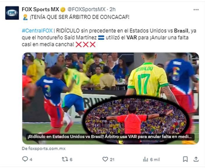 Así reaccionan medios y periodistas tras error de Said Martínez en el EEUU-Brasil