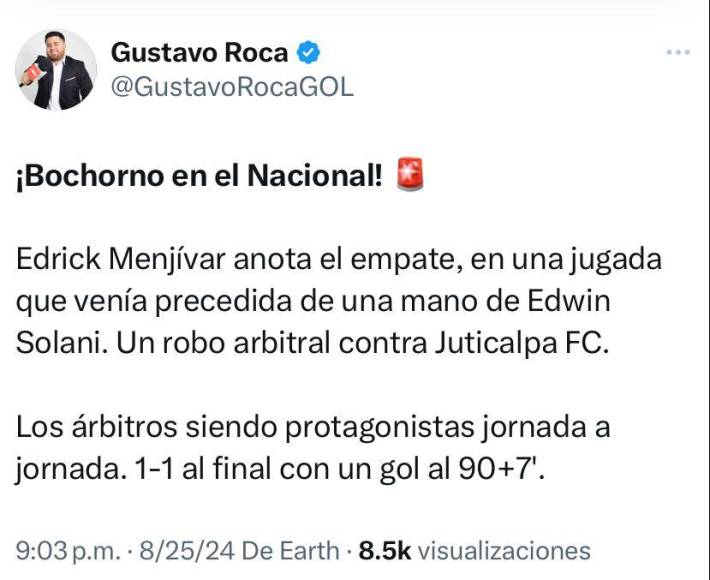 La reacción de la prensa tras gol polémico de Edrick Menjívar en Olimpia-Juticalpa ¿Robo?