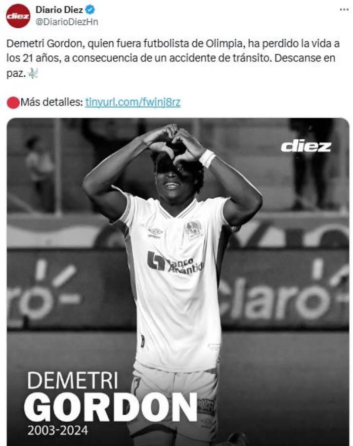 Prensa deportiva y jugadores reaccionan a muerte de Demetri Gordon, jugador del Olimpia