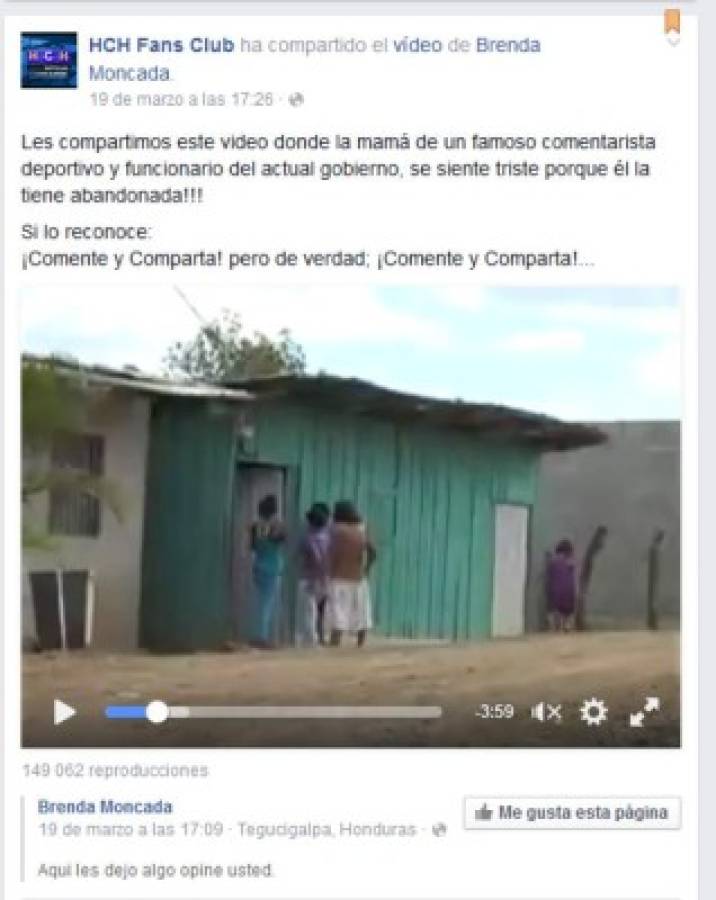 Moncada compartió el reportaje para promover ayuda para doña Esperanza.