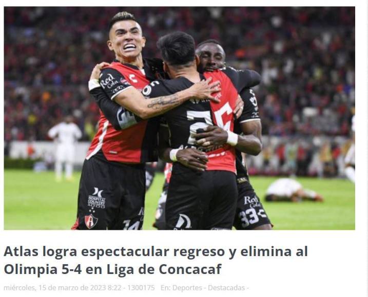 Prensa mexicana califica de “heroica” la remontada del Atlas ante el Olimpia en Concachampions