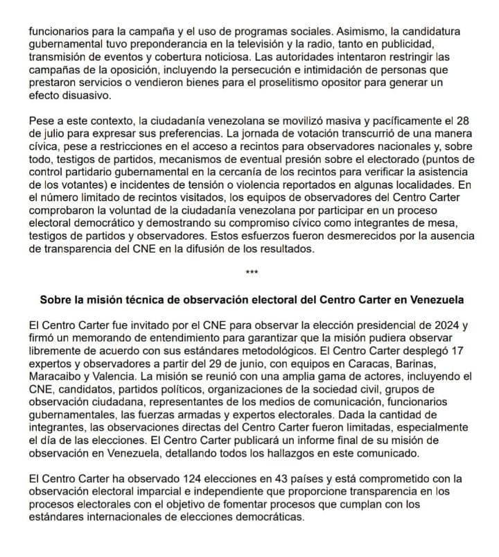 Centro Carter: “Elecciones de Venezuela no pueden ser consideradas democráticas”