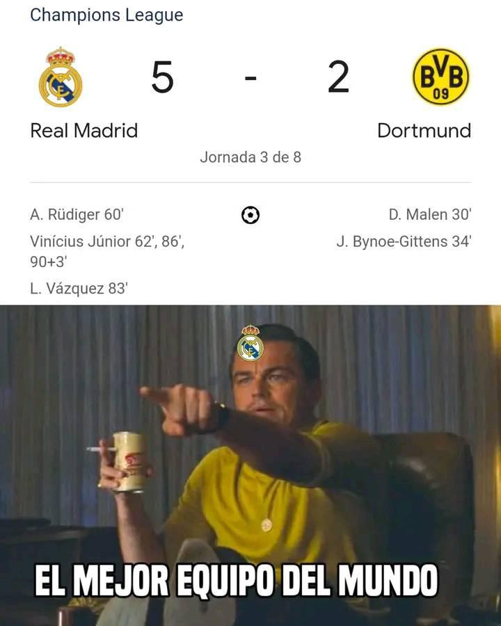 Memes que dejó la remontada de Real Madrid con triplete de Vinicius en Champions League