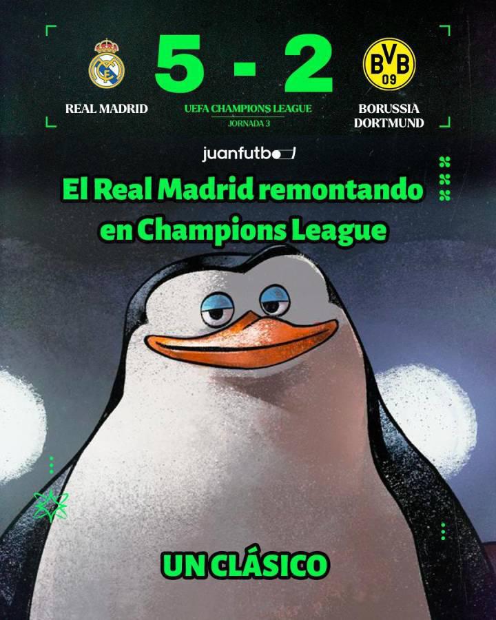 Memes que dejó la remontada de Real Madrid con triplete de Vinicius en Champions League