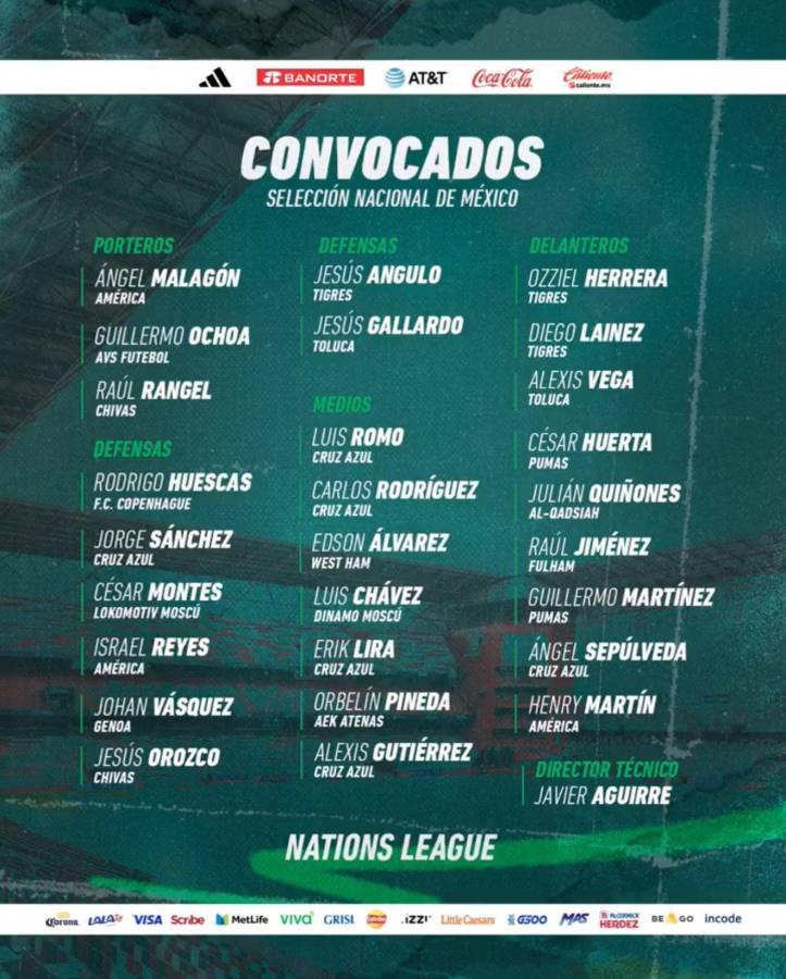 Poderosa alineación de México para enfrentar a Honduras en el Morazán por Nations League