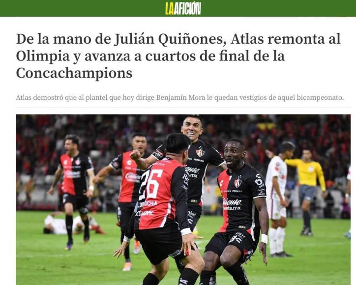 Prensa mexicana califica de “heroica” la remontada del Atlas ante el Olimpia en Concachampions