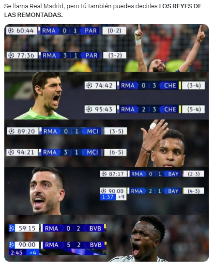 Memes que dejó la remontada de Real Madrid con triplete de Vinicius en Champions League