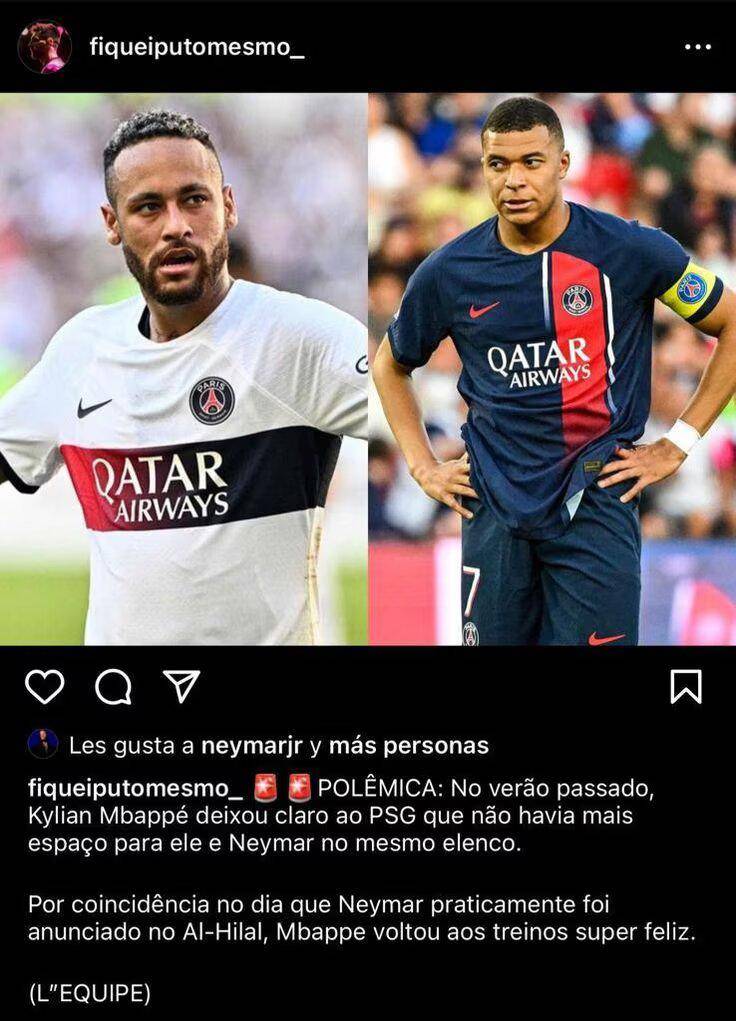 Controversia en París: Neymar dio “like” a una publicación en contra de Mbappé