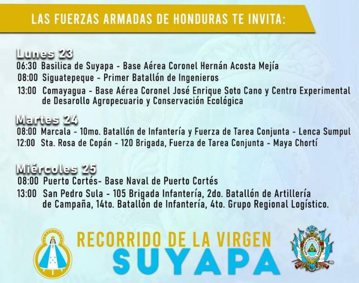 Con recorrido por toda Honduras inicia el 276 aniversario de la Virgen de Suyapa