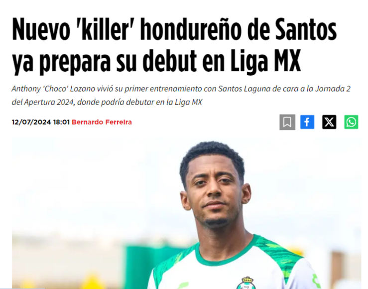 Antony “Choco” Lozano llega al Santos Laguna y así reaccionó la prensa de México