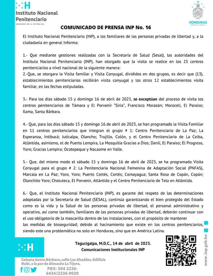 Suspenden visitas en cuatro centros penales de Honduras tras reyertas