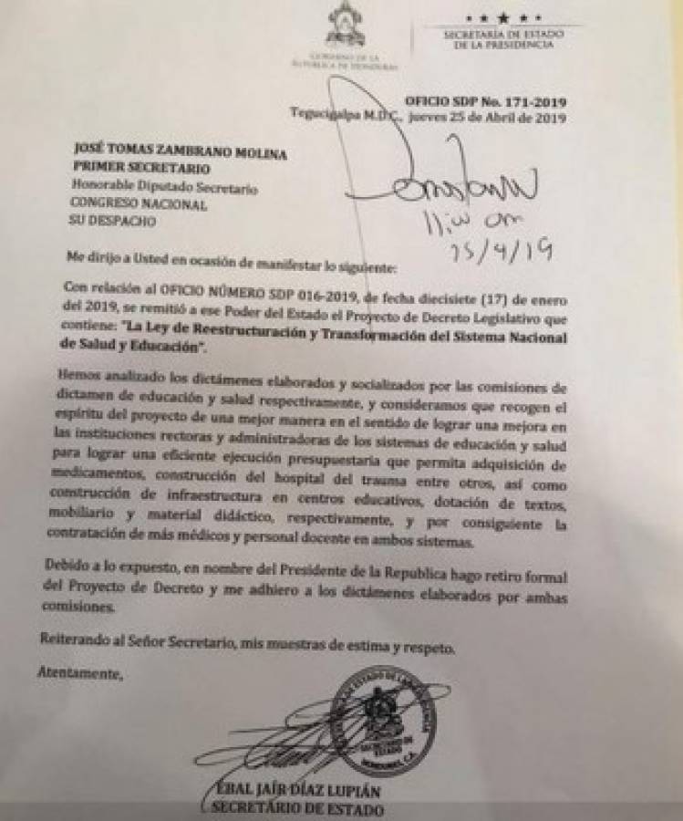 El documento presentado este jueves ante el Congreso Nacional.