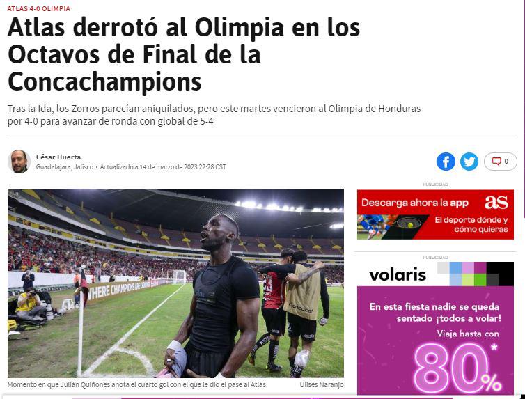 Prensa mexicana califica de “heroica” la remontada del Atlas ante el Olimpia en Concachampions