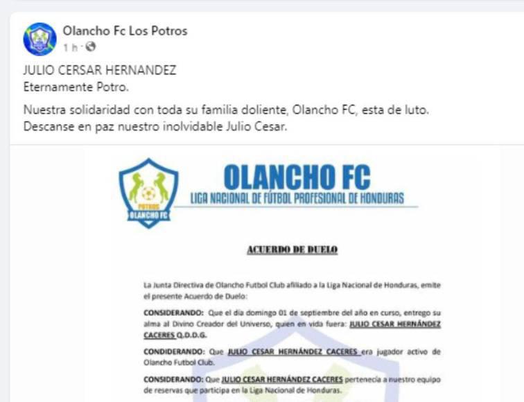 Luto en el fútbol hondureño: Fallece jugador del Olancho FC