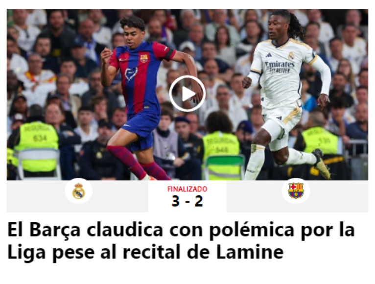 Lo que comentan los medios internacionales tras triunfo de Real Madrid sobre Barcelona