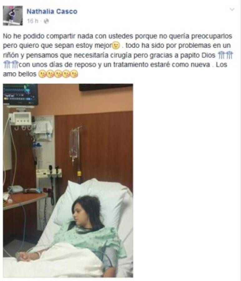 Nathalia Casco se recupera tras problemas de salud