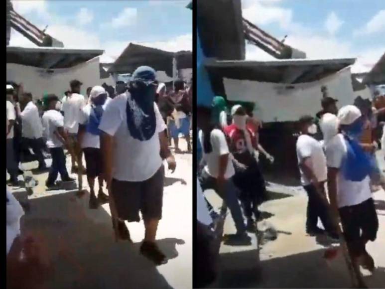 Con palos en mano y encapuchados: así fueron captados los reos al interior del Centro Penal de Comayagua tras amotinamiento