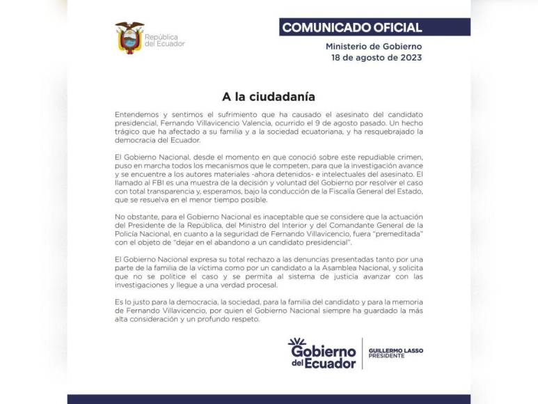 Escándalo en Ecuador: Familia de Fernando Villavicencio señala a presidente Guillermo Lasso por asesinato