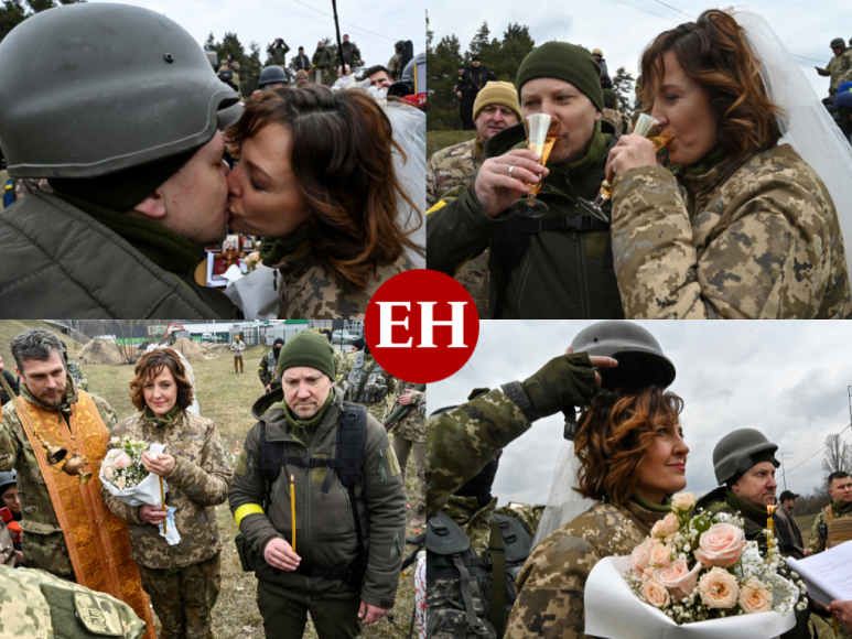 ¡Amor en medio de la guerra! Soldados ucranianos se casan mientras combaten a Rusia