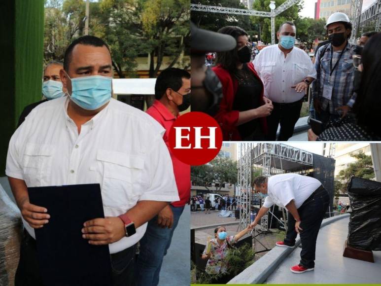 Jorge Aldana supervisa la instalación del escenario donde tomará posesión de la Alcaldía capitalina (Fotos)