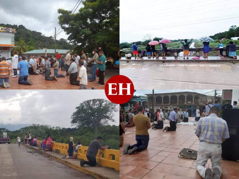 FOTOS: Hondureños claman de rodillas a Dios para que Julia no afecte a Honduras