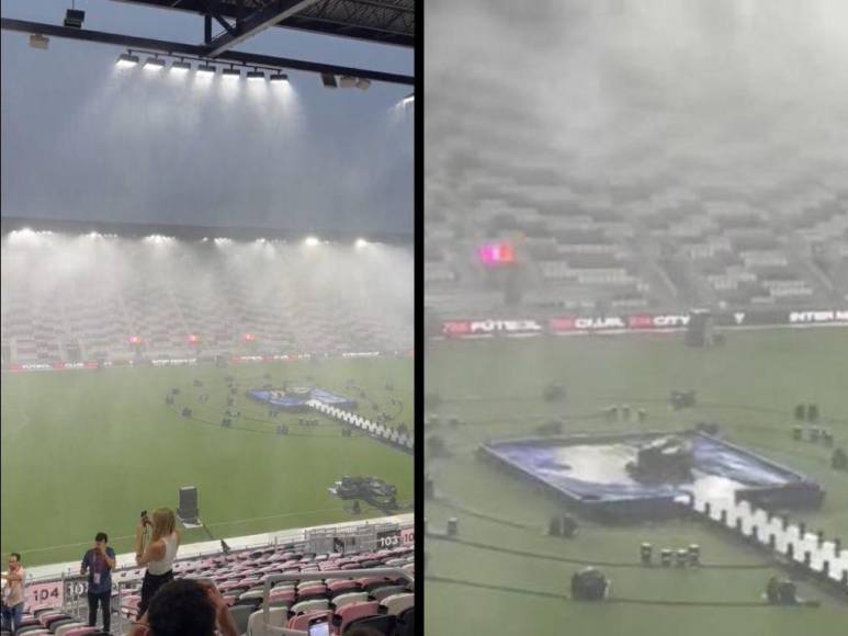 Retrasada por fuerte lluvia y locura de aficionados: así se vive la presentación de Messi en Inter Miami