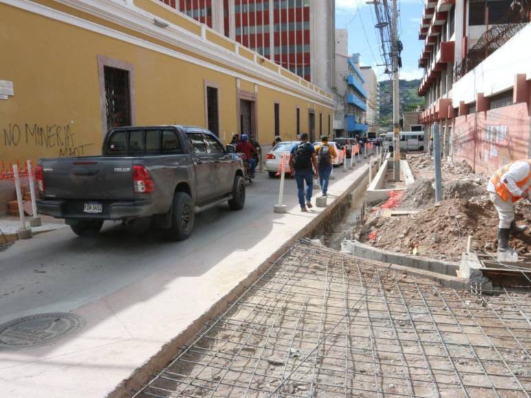 Así lucen los avances en la avenida Cervantes en el centro de Tegucigalpa