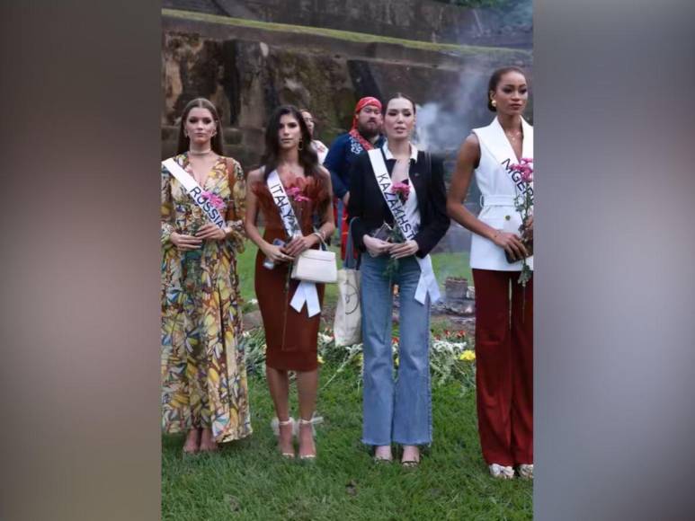 Candidatas del Miss Universo participan en ritual maya en El Salvador