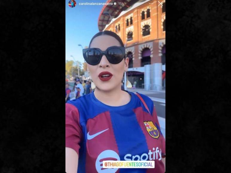 Carolina Lanza sorprende en partido del Barcelona, ¿cuál fue el motivo de su presencia?