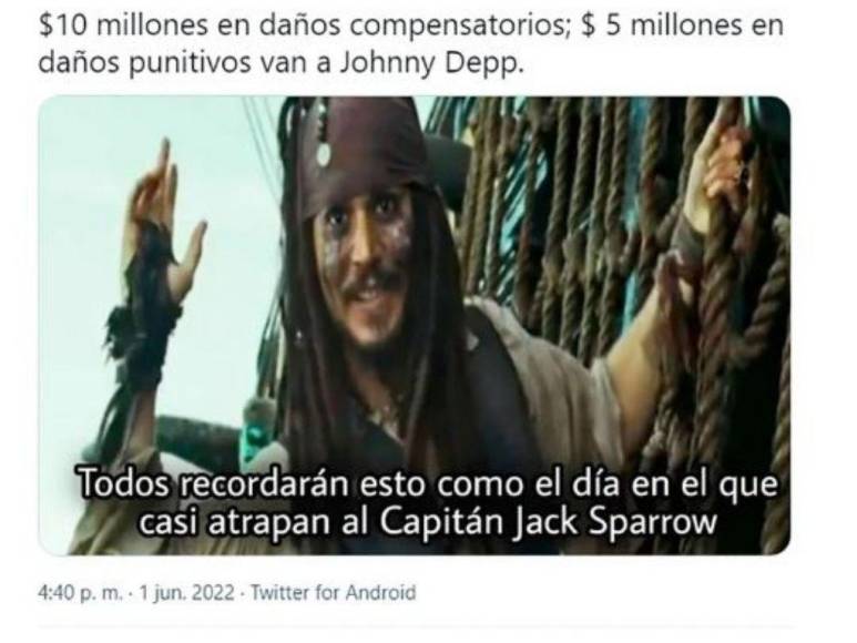 Con divertidos memes internautas reaccionan al triunfo de Johnny Depp