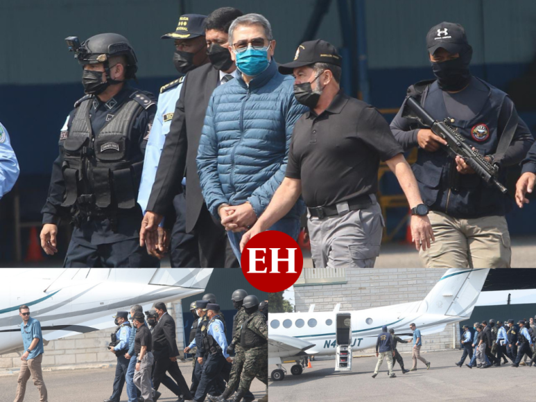 EN FOTOS: Seis agentes de la DEA custodiaron a JOH al avión que lo trasladó a EEUU