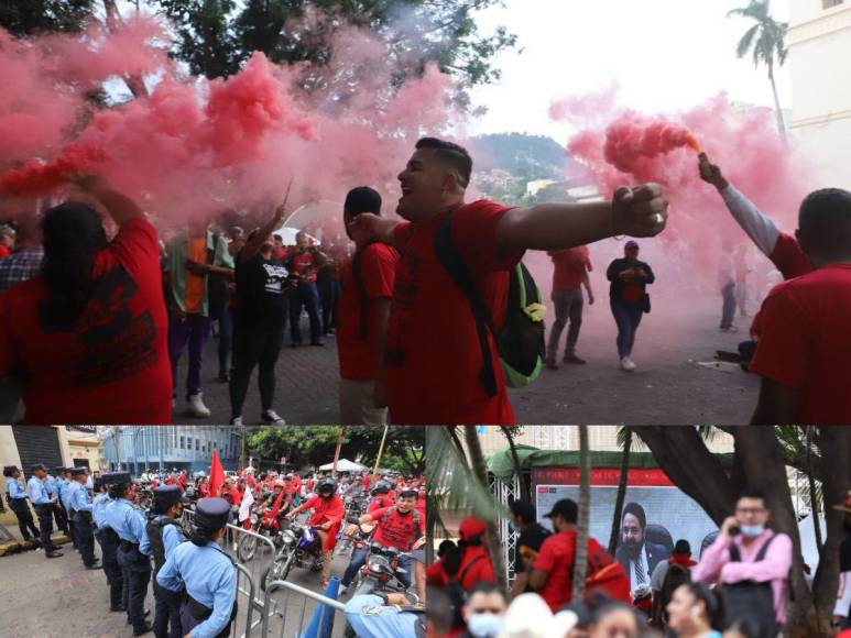 Cohetes y vuvuzelas: ambiente afuera del Congreso Nacional