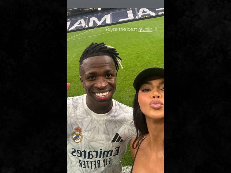 ¡Invitada por Vinicius! Kim Kardashian sorprende durante partido del Real Madrid