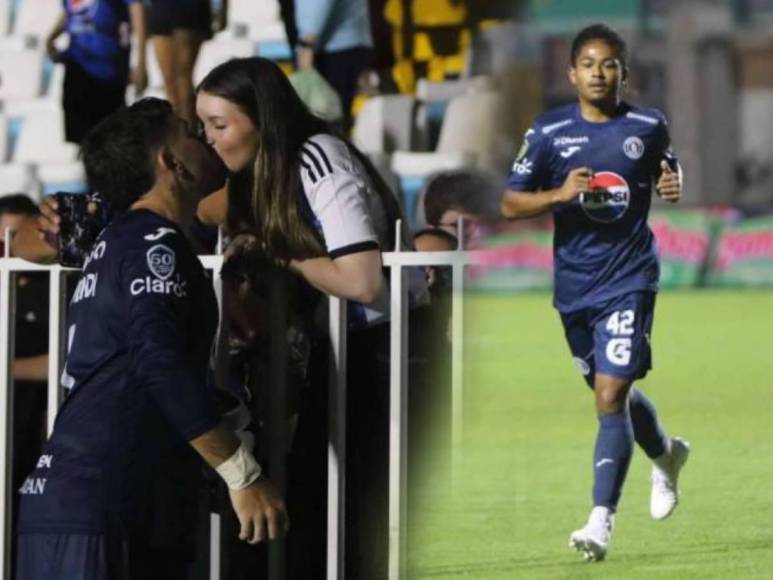 Beso de Auzmendi a aficionada y el niño que debutó con el Motagua