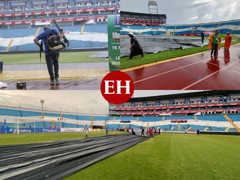 Fuerte lluvia y pocos aficionados: así luce el estadio Olímpico previo al Honduras vs Curazao