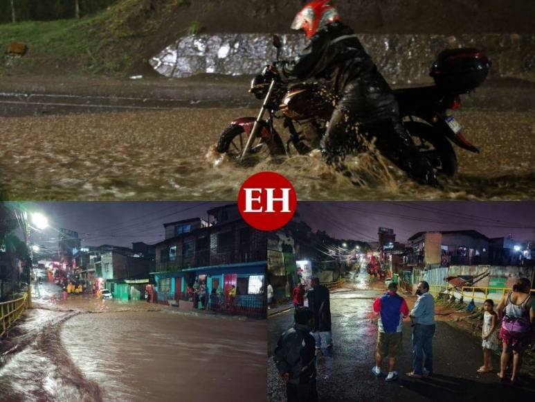 Carros atrapados y viviendas inundadas, las imágenes por las fuertes lluvias en la capital